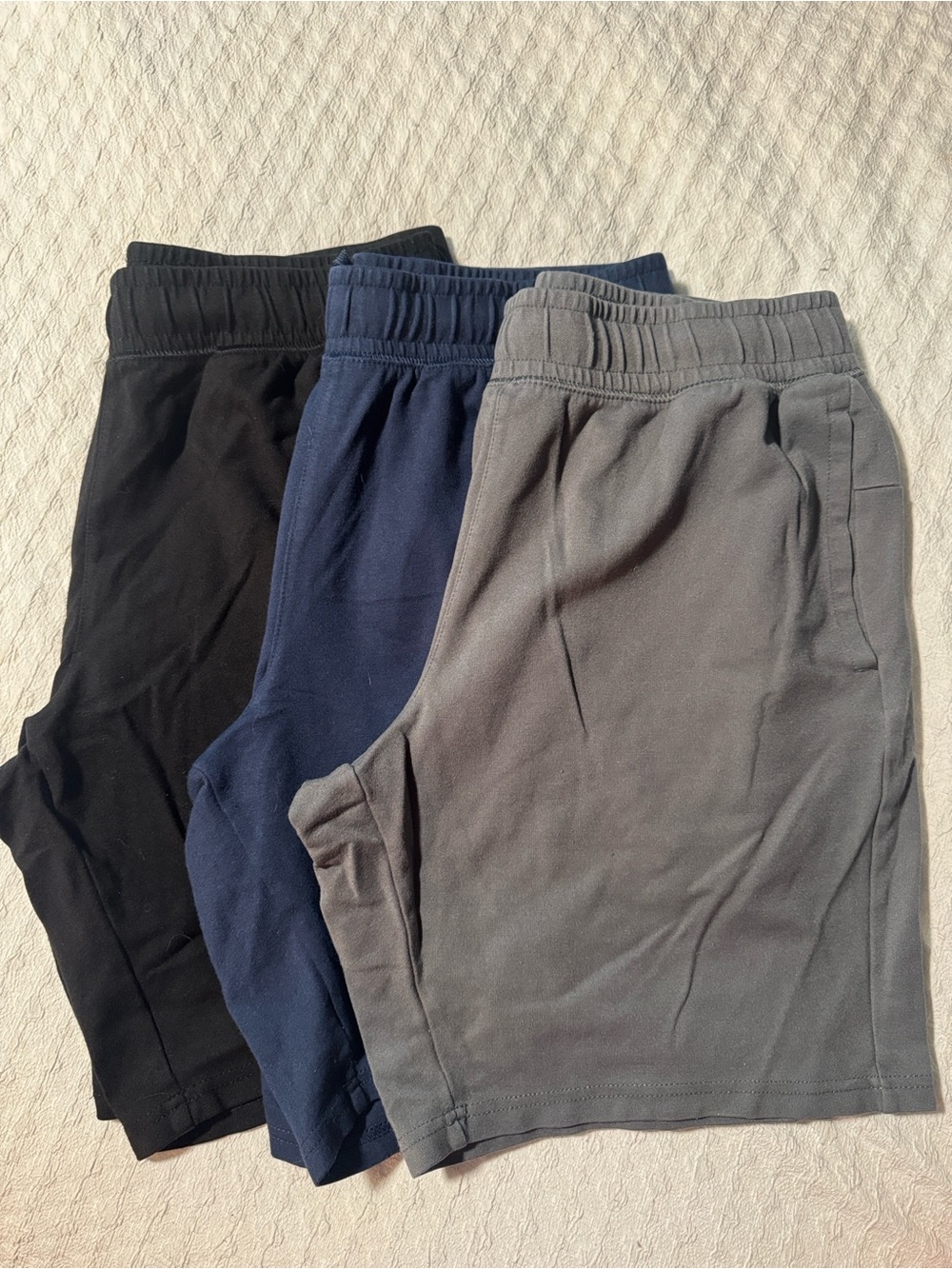 Men’s' Cotton Elastic Waist Shorts - Black, Navy, Gray